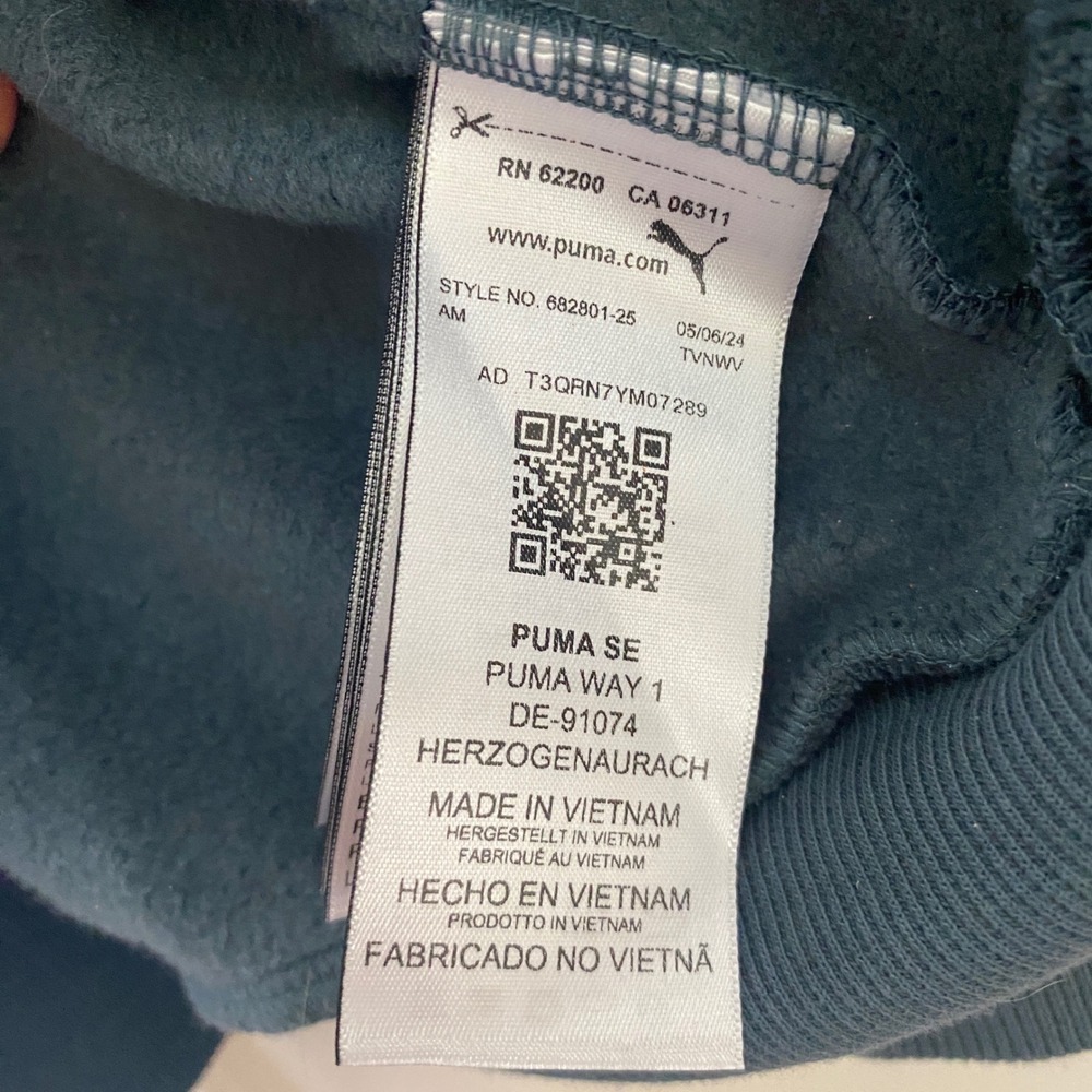 Puma Hoodie Men XXL Teal Pullover Waffle Panel Cotton Gym Lounge 682801-25 - Picture 4 of 8